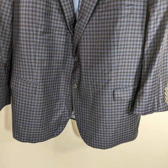 Mens Blue Plaid Blazer 51 Virgin Wool J Hilburn New with Tags - Picture 9 of 13